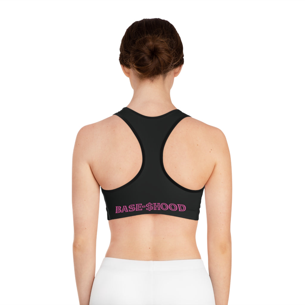 Base-hood Sports Bra — Black Crypto-Inspired Activewear