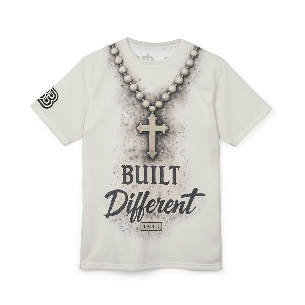 Built Different Faith Tee — Christian Cross Graphic T-Shirt