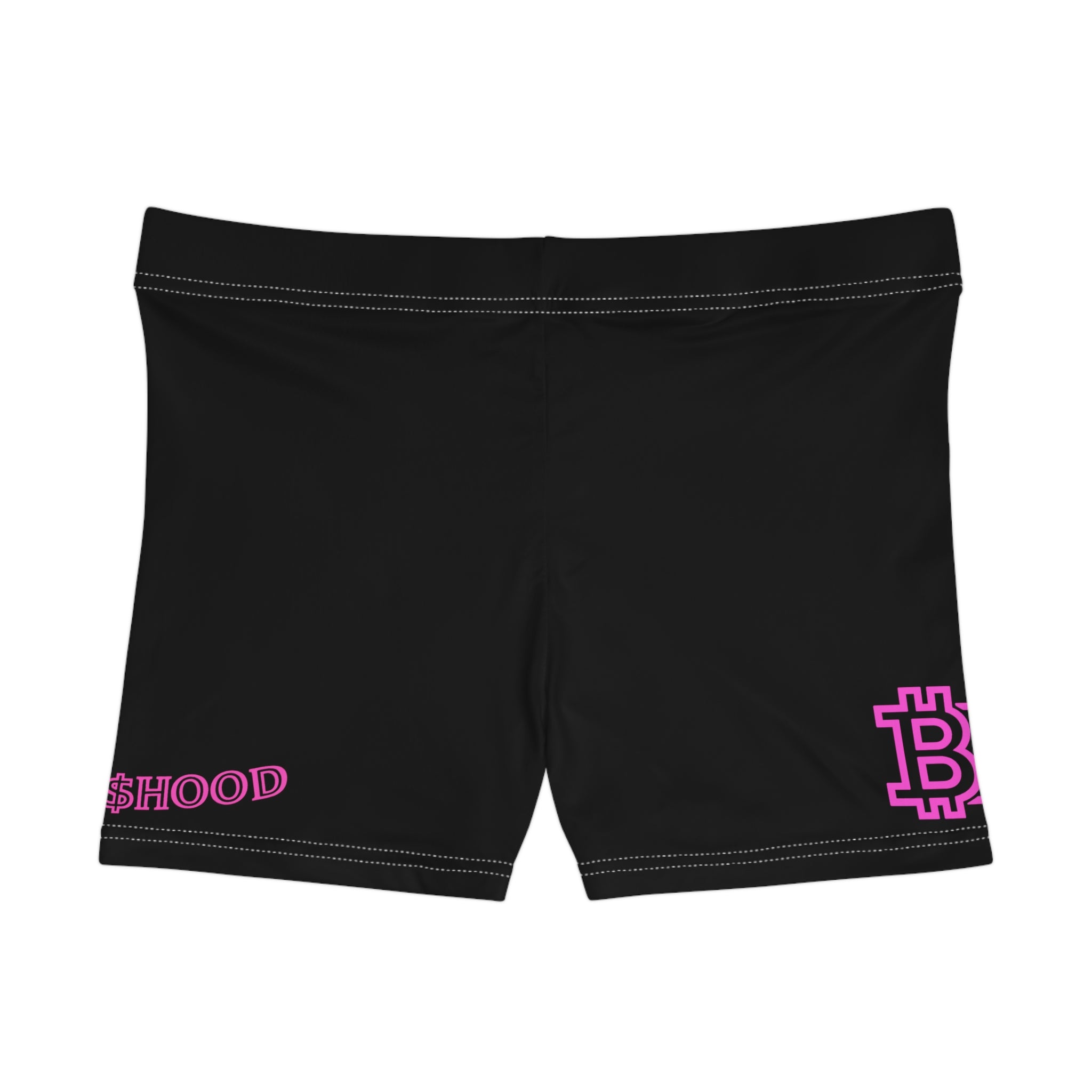 Women's Black Crypto Shorts — 'Base' & 'B' Pink Logo Active Shorts