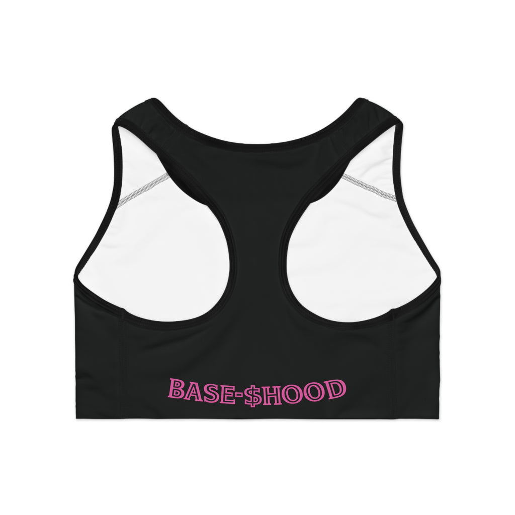 Base-hood Sports Bra — Black Crypto-Inspired Activewear