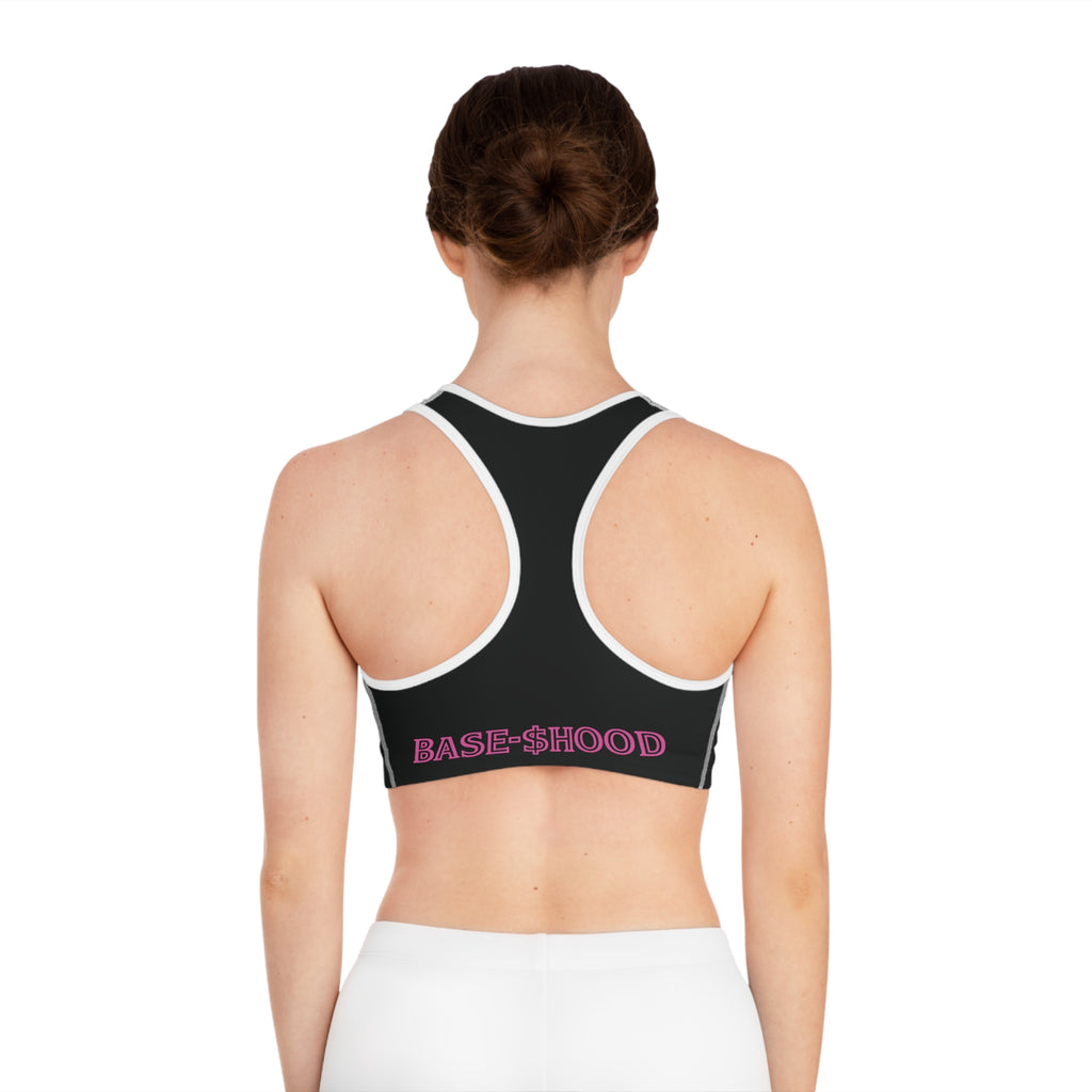 Base-hood Sports Bra — Black Crypto-Inspired Activewear