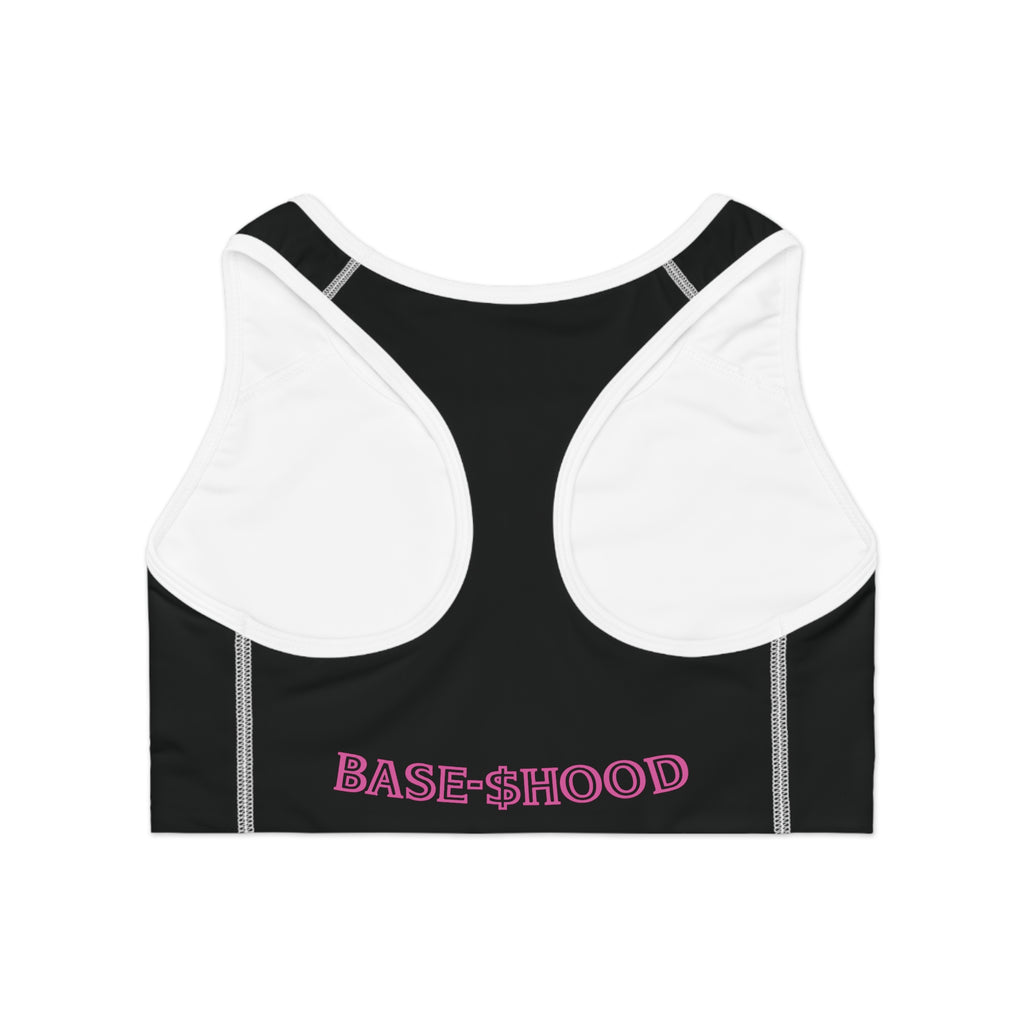 Base-hood Sports Bra — Black Crypto-Inspired Activewear