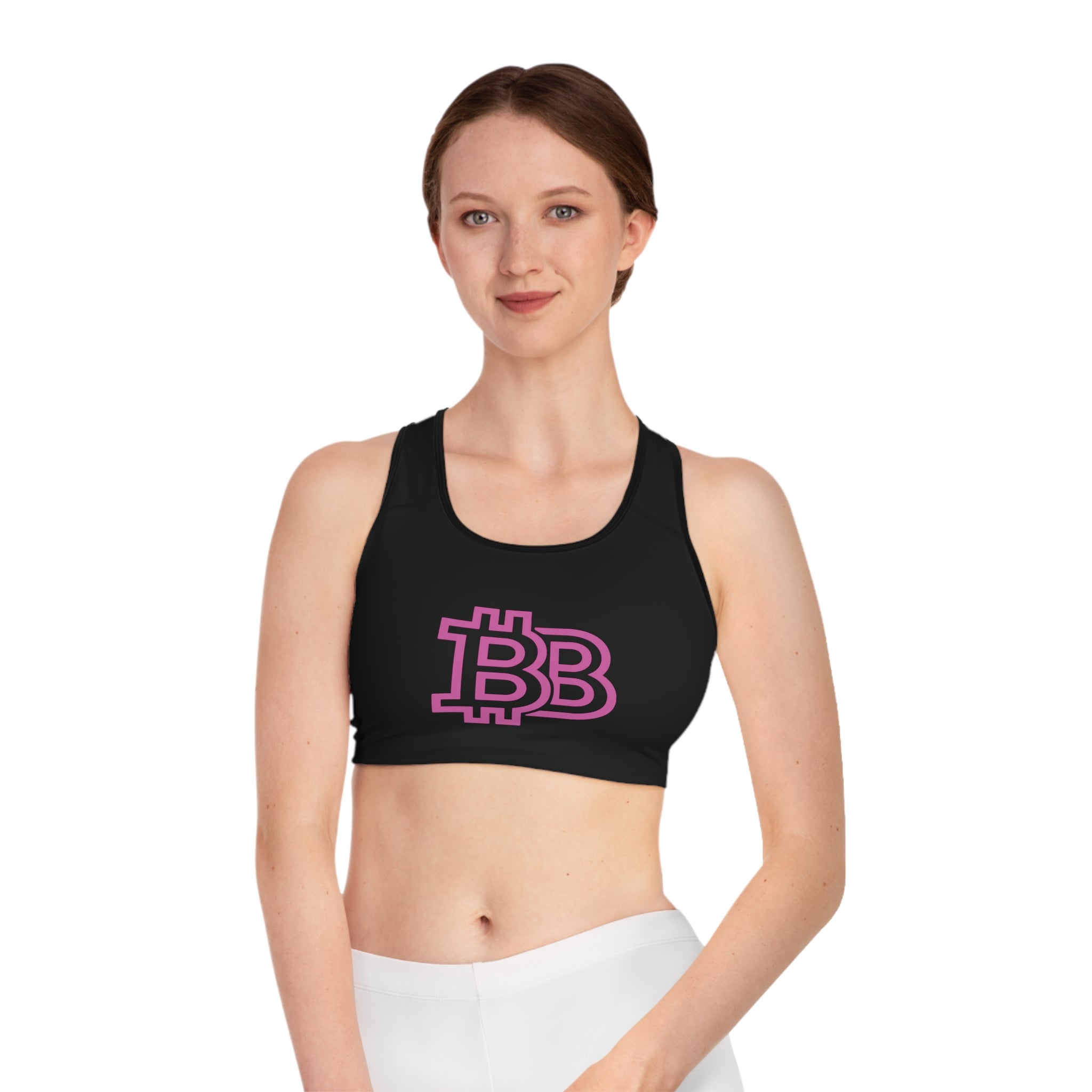 Base-hood Sports Bra — Black Crypto-Inspired Activewear