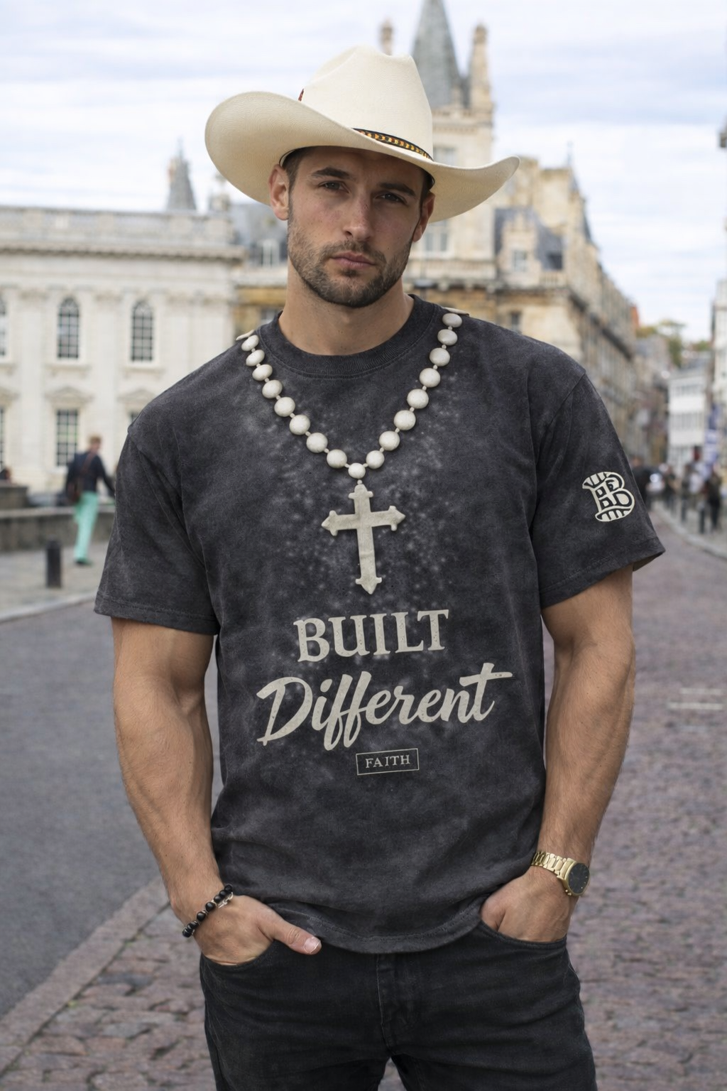Built Different Faith Tee — Christian Cross Graphic T-Shirt
