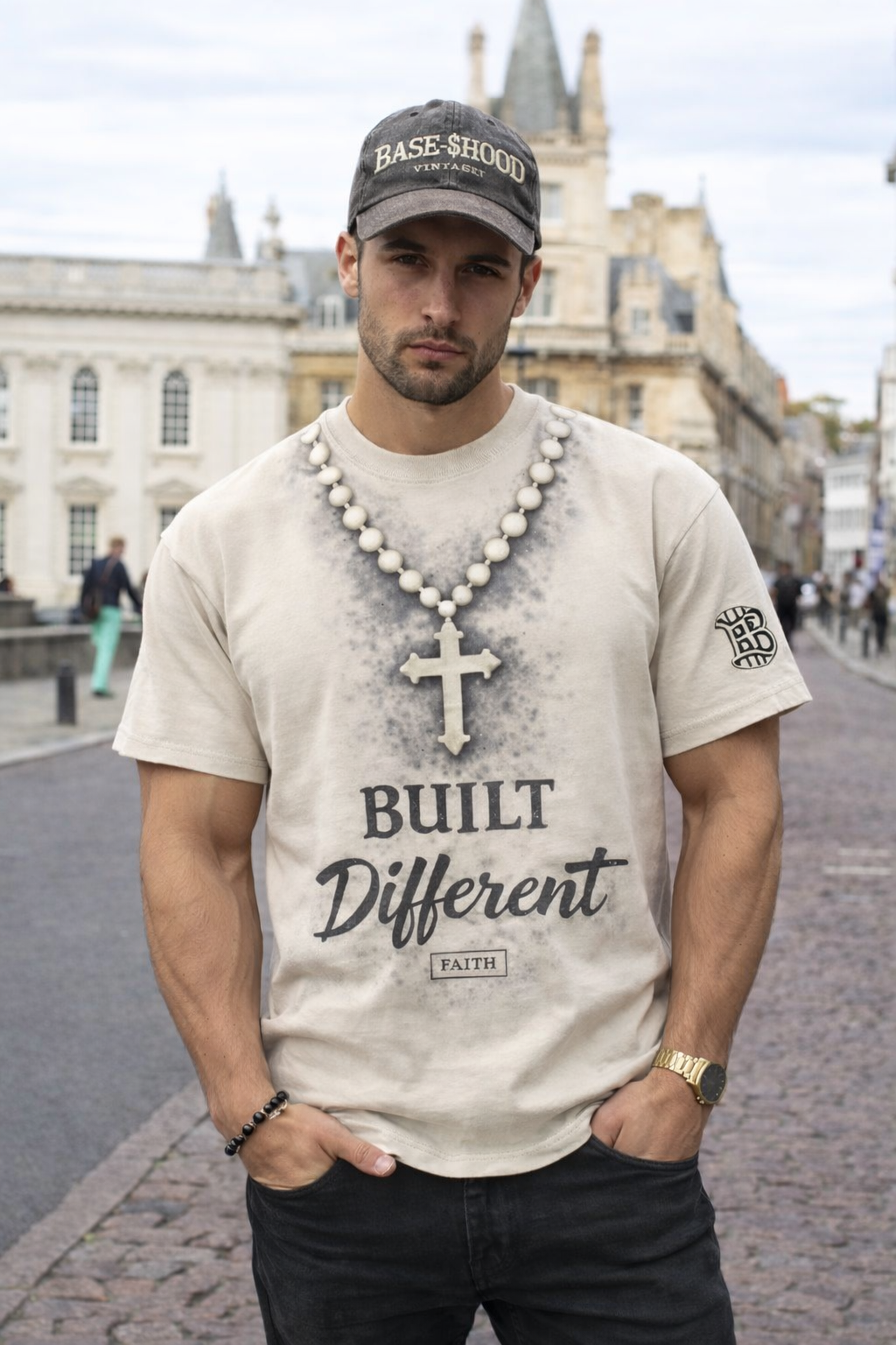 Built Different Faith Tee — Christian Cross Graphic T-Shirt