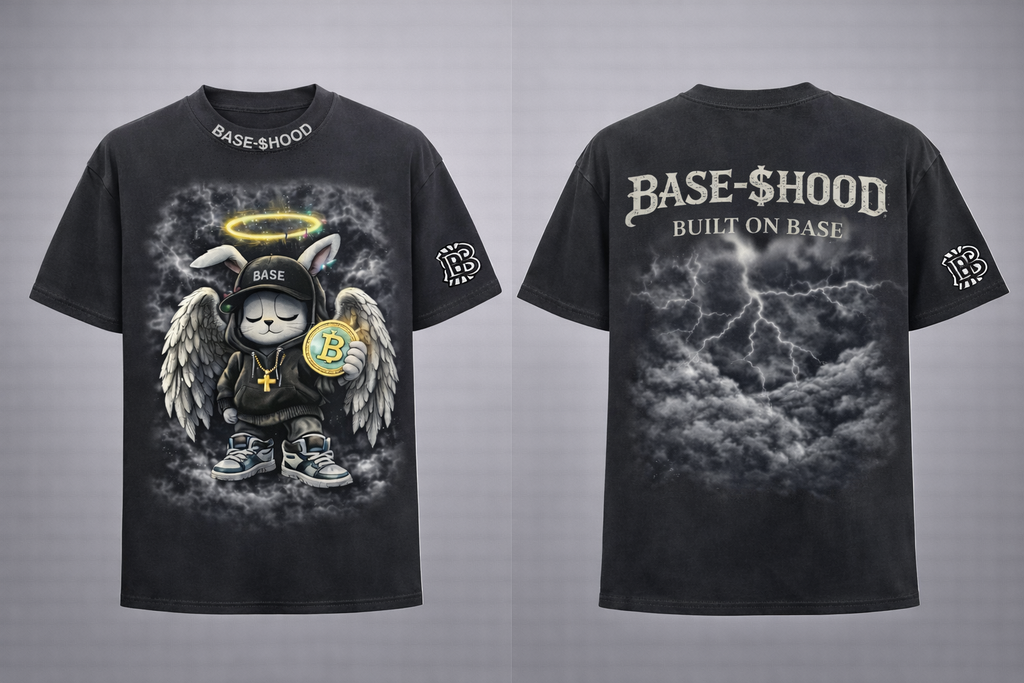 Angel Bunny Crypto Tee — 'BASE' Hoodie Graphic Unisex T-Shirt