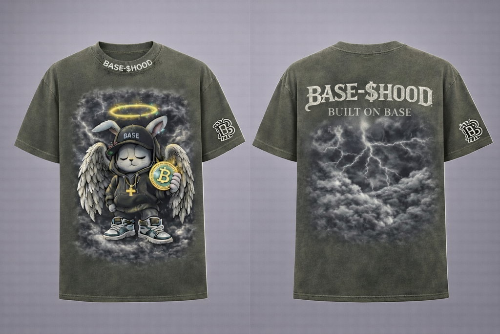 Angel Bunny Crypto Tee — 'BASE' Hoodie Graphic Unisex T-Shirt