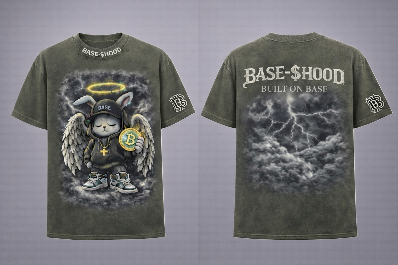 Angel Bunny Crypto Tee — 'BASE' Hoodie Graphic Unisex T-Shirt