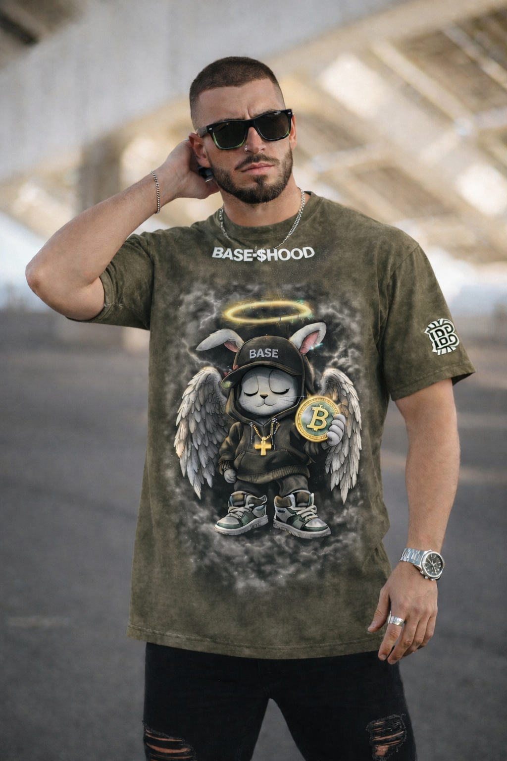 Angel Bunny Crypto Tee — 'BASE' Hoodie Graphic Unisex T-Shirt