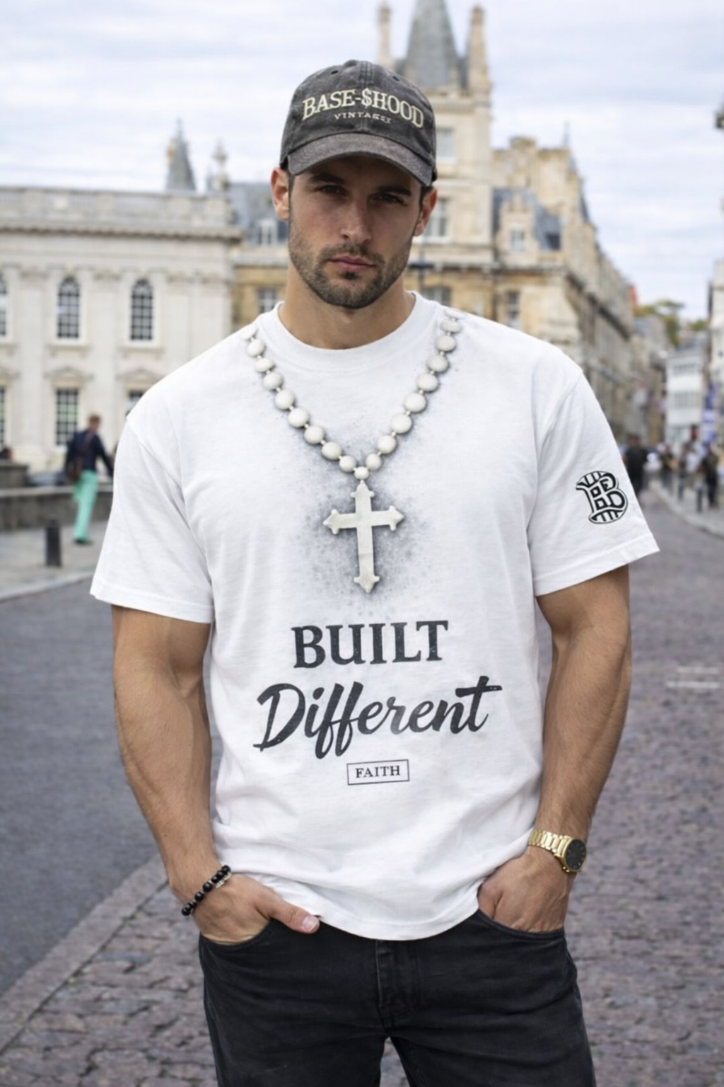 Built Different Faith Tee — Christian Cross Graphic T-Shirt